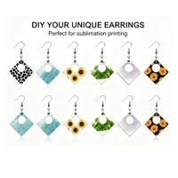 Sublimations-Ohrringe zum Personalisieren, quadratische Sublimations-Ohrringe mit Kreisring & Hakenverschluss, personalisiertes Geschenkzubehör