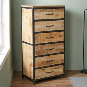 Commode haute en bois massif de style industriel et design antique pour appartement, villa, salon, chambre, cuisine, ferme - Product Image 3
