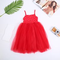 2025 nouveauté 3-8T filles été rouge Slip Tulle robe blanc à pois enfants tenue décontractée