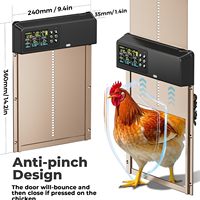 Porte automatique solaire pour poulailler avec télécommande longue portée, capteur de sécurité anti-pincement, écran LCD couleur, résistante aux intempéries, en aluminium pour volailles