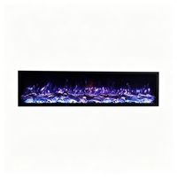 Cheminée électrique encastrable murale décorative de 50 cm sans chauffage, avec LED multicolores et effet de flamme de bûches, pour maison et villa