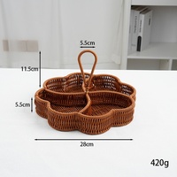 Panier de rangement en PP imitation rotin à quatre compartiments, en forme de fleur, pour fruits, noix, pique-nique, maison, salon, et comme séparateur de collations