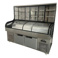 Vitrina Refrigerada Comercial de Doble Zona para Ensaladas, Exhibidor de Alimentos Refrigerado para Restaurantes, Buffets y Delis con Gabinete de Almacenamiento
