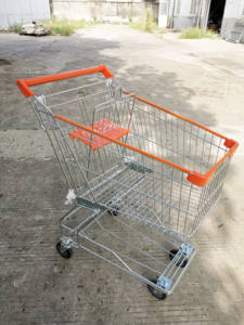 Penjualan laris 2025 keranjang belanja gaya Asia roda PU troli belanja troli dorong tangan untuk Supermarket tanpa lipat - Product Image 2