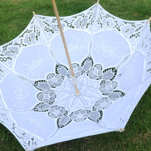 Parapluie en dentelle artisanale, accessoires de danse, parapluie brodé, photographie, mariage, parapluie en coton brodé style princesse européenne avec fleurs au crochet - Product Image 5