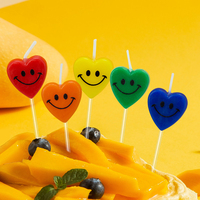 Bougies d'anniversaire colorées à visage souriant, prix d'usine, pour fêtes d'enfants, décoration artisanale pour la maison, mariages, Noël
