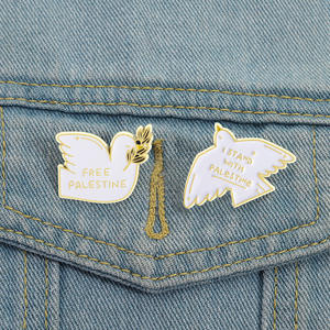 2 insignias de Pin de solapa de esmalte de Metal de Palestina gratis, alfileres de esmalte suave de Paloma de la paz de Palestina gratis para ropa - Product Image 3