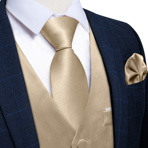 Ensemble 4 pièces pour homme : <span class=keywords><strong>Gilet</strong></span> de <span class=keywords><strong>costume</strong></span> formel en satin couleur champagne, cravate de 8 cm, pochette de <span class=keywords><strong>costume</strong></span> et boutons de manchette – Idéal pour <span class=keywords><strong>mariage</strong></span>, bal de promo, marié - Product Image 2