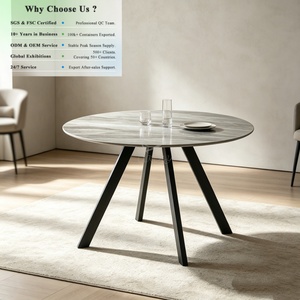 <span class=keywords><strong>Table</strong></span> à manger <span class=keywords><strong>ronde</strong></span> en pierre frittée veinée de marbre gris OKAY, style moderne minimaliste, gain de place, pour appartement, décoration intérieure de luxe léger - Product Image 1