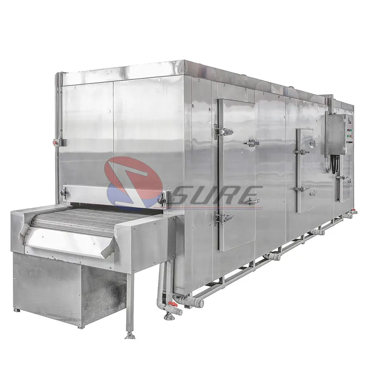 Máquina congeladora rápida de alto rendimiento personalizada proporcionada por fábrica de 100 a 3000 Kg para congelar pescado, camarones, mariscos, carne, túnel Iqf