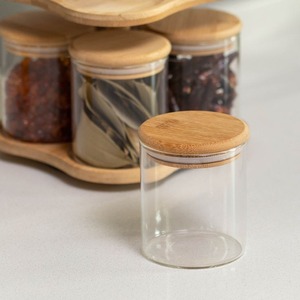 <span class=keywords><strong>Plateau</strong></span> <span class=keywords><strong>tournant</strong></span> Lazy Susan en bambou à deux niveaux 8 pièces 12 oz bocaux en verre à couvercle hermétique organisateur de support à <span class=keywords><strong>épices</strong></span> polyvalent <span class=keywords><strong>pour</strong></span> les comptoirs de cuisine - Product Image 5