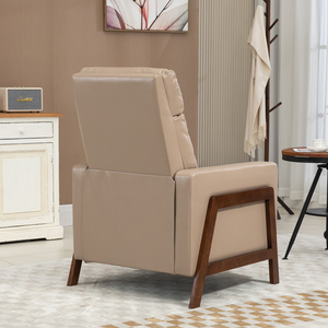 Fauteuil moderne confortable pour personnes âgées avec revêtement en cuir PU et fonction inclinable, pieds en bois, mobilier de maison - Product Image 3
