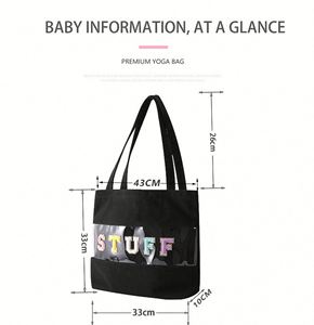 Bolsa de Compras de Lona de Algodón con Letras Bordadas Personalizadas, Bolsa de Mano de Lona Transparente de PVC - Product Image 6