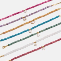 Bracelet hypoallergénique multicolore en acier inoxydable avec perles en pierre naturelle, breloque géométrique en zircon, style bohème, plaqué or 18 carats, idéal pour un cadeau