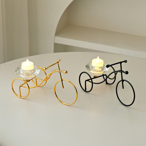 Tricycle Candlestick Iron Creative Decorative Craft Round Candle Holder <b>Table</b> Decoration Accessory - Product Image 2