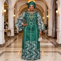 Robe Boubou noire élégante de haute qualité avec broderie africaine pour le Nouvel An 2027, ensemble de robes maxi de banquet avec écharpe pour femmes K1416