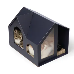 Casa de gato de papelão para gatos internos, casa e condomínio confortável para gatos internos