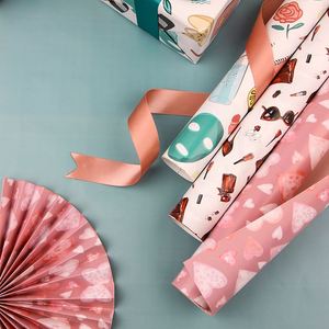 Wholesale Disposable 80g Mild Glossy Coated Silicone Virgin Pastel Dots <b>Stripes</b> Cute <b>Wrapping</b> <b>Paper</b> Roll - Product Image 2