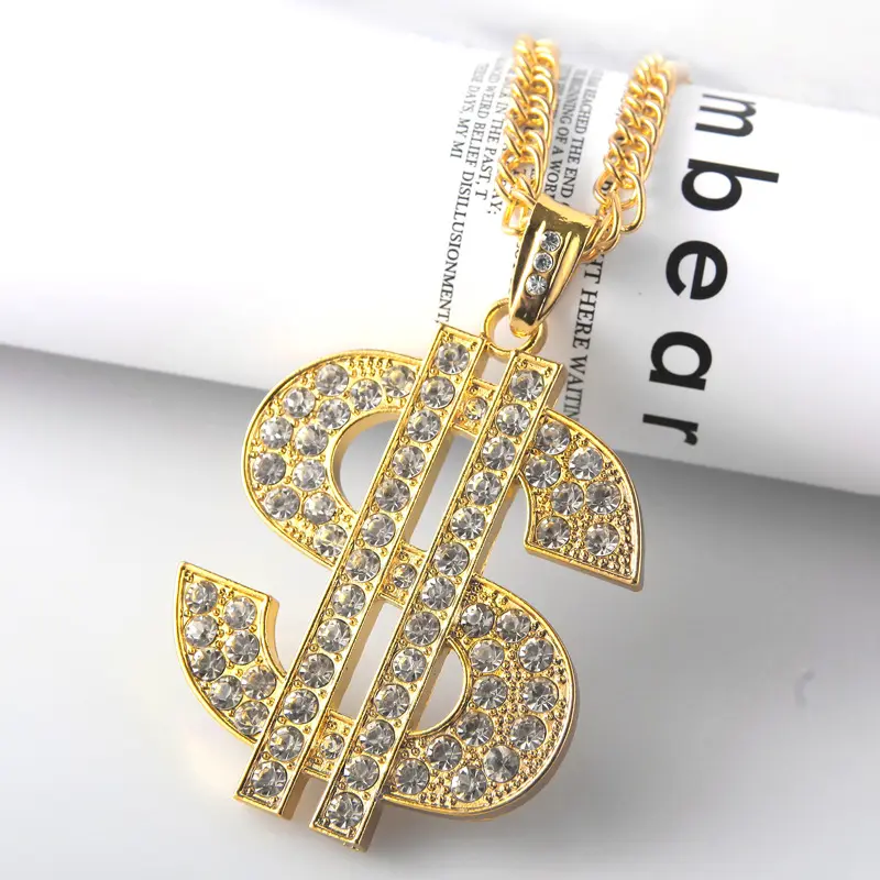 DAICY a buon mercato moda uomo hip hop oro grande dollar sign pendente 18kgp della collana