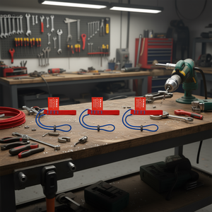 อะแดปเตอร์สายรัด Knipex 080 02 เชือกสีแดงสีน้ำเงินพร้อมหัวเข็มขัดล็อคสำหรับอุปกรณ์เสริมเครื่องมือลม - Product Image 2