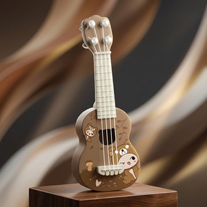 Ukulélé 4 cordes pour débutants, motif <span class=keywords><strong>ours</strong></span> classique, finition marron et rose, style dessin animé, instrument de musique pour enfants - Product Image 6