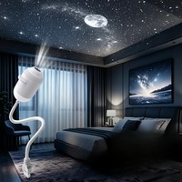 Mini Proyector de Estrellas USB 2 en 1, Lámpara Nocturna con Proyección de Luna y Olas del Océano, LED Blanco Cálido, para Dormitorio Infantil