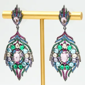 Anting-Anting Geometris Warna-warni Wanita, Perhiasan Bohemian Anting-Anting Berwarna Wanita