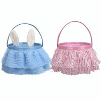 2025 enfants panier de Pâques mignon paillettes Tutu décoré cadeau panier sac à main pour oeufs Portable stockage Festival fête décorations