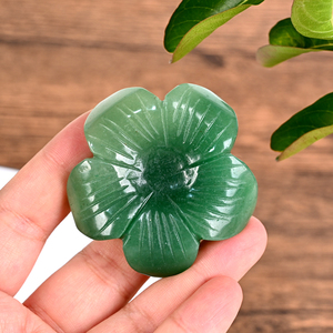 Figurine de fleur en aventurine verte naturelle sculptée à la main, statue de fleur en cristal poli, sculpture en pierre précieuse pour la décoration de la maison - Product Image 3