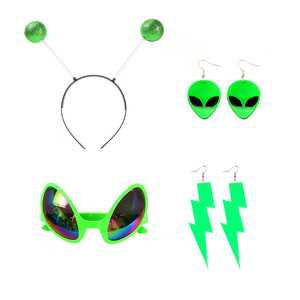 Conjunto de guantes y gafas de disfraz de alienígena con diadema con purpurina para cosplay de Halloween de 8 a 13 años - Product Image 5