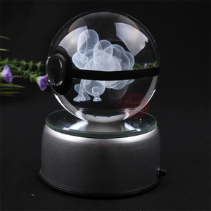 YL-B047ขายส่งร้อนขาย50-80มิลลิเมตร3D แกะสลักเลเซอร์คริสตัล Pokeball <span class=keywords><strong>Froakie</strong></span> บอลที่มีไฟ LED สำหรับเด็กของขวัญ - Product Image 3