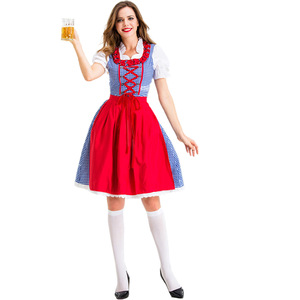 Vestido tradicional de Oktoberfest Dirndl para <span class=keywords><strong>mujer</strong></span>, disfraz de Festival de la cerveza Bávara Alemana para fiesta de <span class=keywords><strong>Carnaval</strong></span>, traje elegante de Halloween - Product Image 1