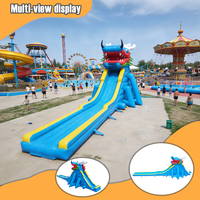 Toboggan aquatique gonflable géant de 20 m, une seule piste, de qualité commerciale pour l'extérieur, taille adulte, le plus grand du monde, modèle Dragon