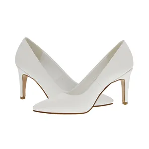 Vente en gros fantaisie sexy dames blanc pompes à talons hauts chaussures pour femmes