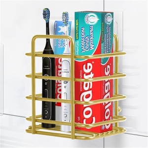 Punch-free Zinc Alloy Eco-friendly Modern Toothbrush Rack Mouthwash Cup Holder Bathroom <b>Corner</b> <b>Standing</b> Toothpaste Creative - Product Image 4