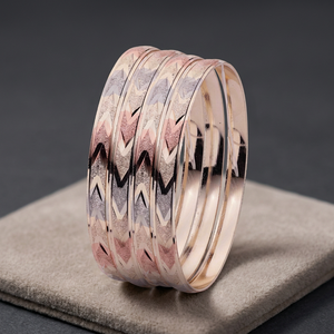 Vente en gros de bracelets remplis d'or 3 tons à la mode, bracelets multi-tons à la mode, bracelets formés d'or 3 tons, ensemble de bracelets en laiton tricolores - Product Image 2