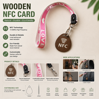 Tarjeta de Madera Programable RFID de Bambú Ecológica NFC, Tarjeta de Llave de Madera para Control de Acceso, Personalizable, Llavero RFID de 13.56MHz