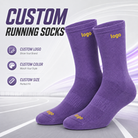 Chaussettes de sport athlétiques violettes avec logo personnalisé, respirantes, en tricot, pour la course à pied et le cyclisme