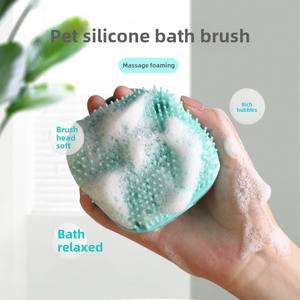 Salle de <span class=keywords><strong>bain</strong></span> chiot chien chat <span class=keywords><strong>bain</strong></span> lavage gants de Massage brosse Silicone souple accessoires pour animaux de compagnie pour chiens chats outils Mascotas produits - Product Image 5