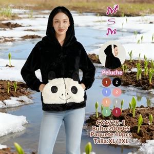 Sudadera con Capucha de Forro Polar con Estampado de Panda para Mujer, Corte Regular, Ropa Casual de Invierno, Diseño Forrado de Manga Larga - Product Image 3