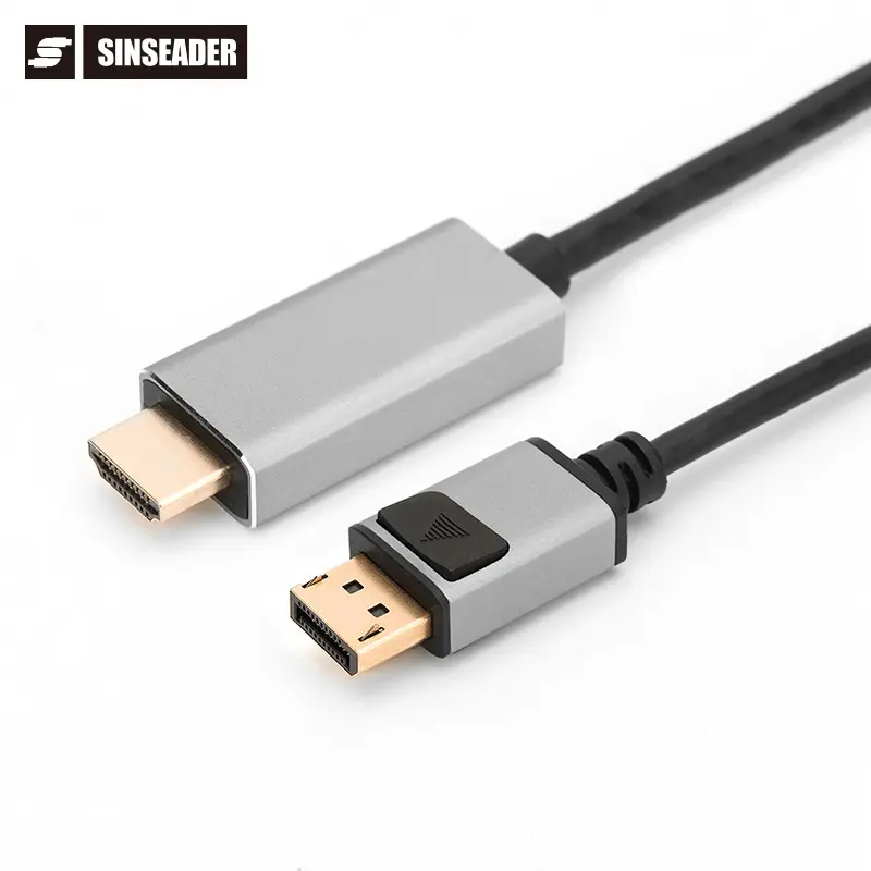 High Quality Aluminum Metal Casing Support 4K * 2K @ 60Hz Resolution HD Displayport Male To HDMI Female Cable For HDTV Computer