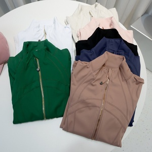 Chaqueta Deportiva de Yoga para Mujer, Delgada y Moldeadora, de Spandex/Nylon, Color Oro Rosa, Tercera Generación, Sin Malla, Cuello Alto, Absorbe el Sudor - Product Image 3