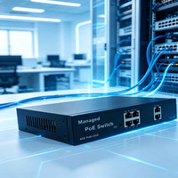 Switch PoE Gestionado por Web con Puerto de Enlace Ascendente 2GE y 4GE Gigabit, 60W, Switch Ethernet Gestionado Integrado para Cámaras IP CCTV, Punto de Acceso WiFi 3324GE