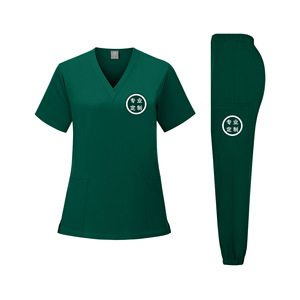 Women's Medical <b>Scrub</b> Set Solid Color Polyester V-Neck Short Sleeve With Pockets For Hospital Clinic Dental Workwear - Product Image 2