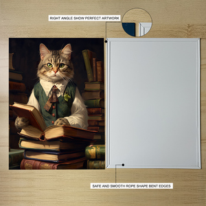 2025, venta al por mayor, arte de pared de salón, estampado de estaño a la moda, bibliotecario, gatos, trabajo, póster de Metal, placa elegante con sistema de imán colgante - Product Image 3