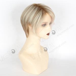 วิกผมแท้<span class=keywords><strong>สั้น</strong></span>สำหรับผู้หญิงสีบลอนด์รากเข้มเข้มแบบมีลูกไม้ด้านหน้า - Product Image 3