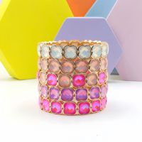 Bracelet élastique en strass en forme de cœur irisé pour filles et adultes, style superposé tendance, cadeau pour la Saint-Valentin
