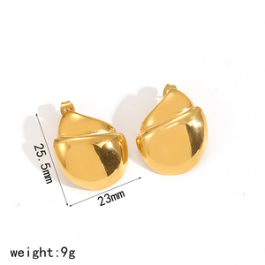 ต่างหูทรงหยดน้ำรูปทรงเรขาคณิต ทำจากไทเทเนียมสตีล ชุบทอง 18k  วัสดุสแตนเลสสตีล เครื่องประดับแฟชั่นสำหรับผู้หญิง - Product Image 4