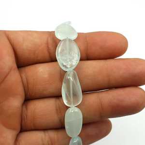 Perles de pierre d'aquamarine polies à la main, lisses comme des galets, de 5x6mm à 9x16mm - Product Image 5