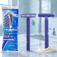 Rasoir jetable à double lame en acier inoxydable de haute qualité avec manche en plastique pour le corps et le visage (vente en gros)